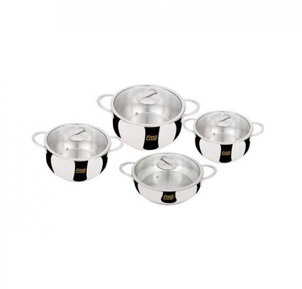 Fms Asi 8 Parça Çelik Tencere Takımı Metal Saplı