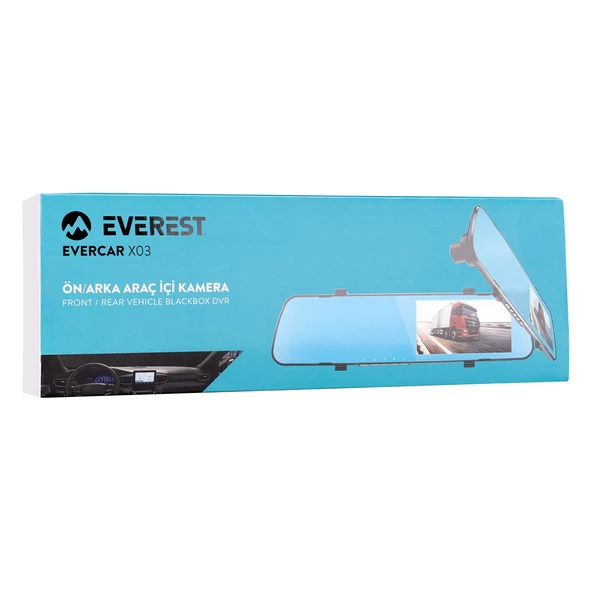 EVEREST EVERCAR X03 4.7" EKRAN 120 LENS AÇISI 720 / 1080P DİKİZ AYNASI ÖN / ARKA ARAÇ İÇ KAMERA - 8