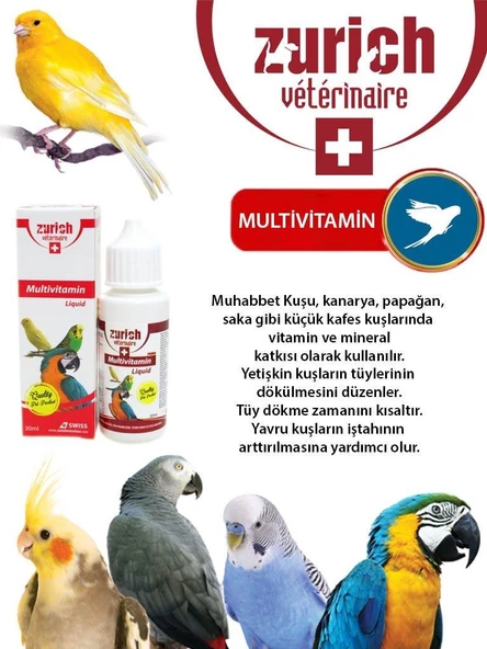 Zurich Veterinaire Kuş Multivitamin 30 ml - 2