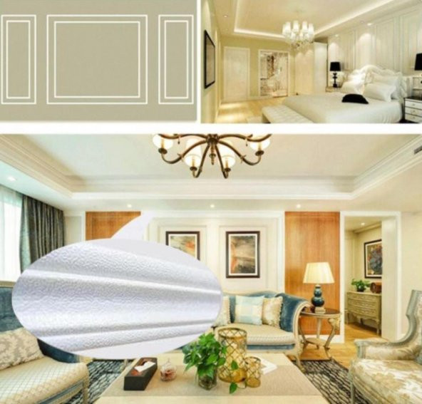 Renkli Duvarlar Beyaz 8x117 cm 4 Adet Kendinden Yapışkanlı Duvar Kağıdı Çıtası - 4