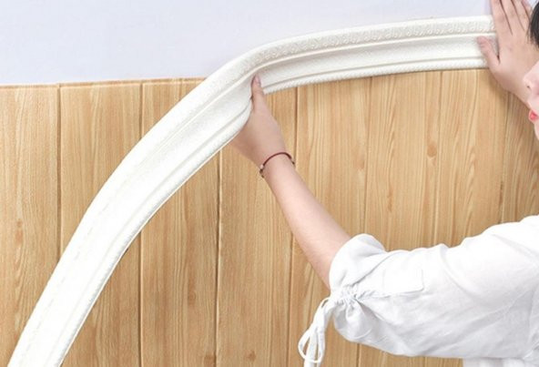 Renkli Duvarlar Beyaz 8x117 cm 4 Adet Kendinden Yapışkanlı Duvar Kağıdı Çıtası - 5