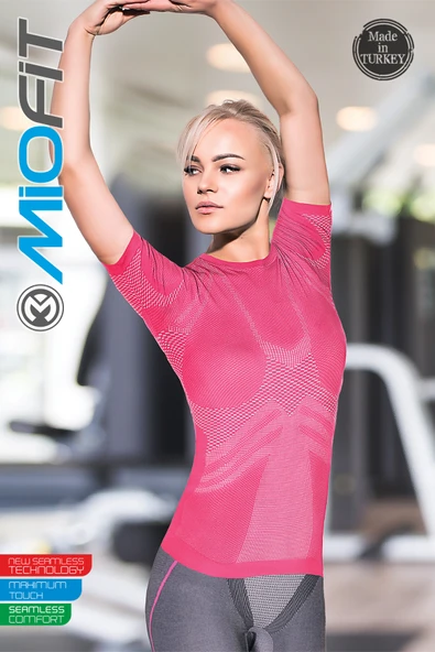 MioFit Kadın Energy Exercise Fit Kısa Kollu Dikişsiz Spor Tişört - Resim 9