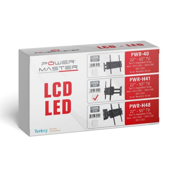 POWERMASTER PWR-H41 22-55 ÇİFT KOLLU KİLİTLİ HAREKETLİ DUVAR ASKI APARATI - 2