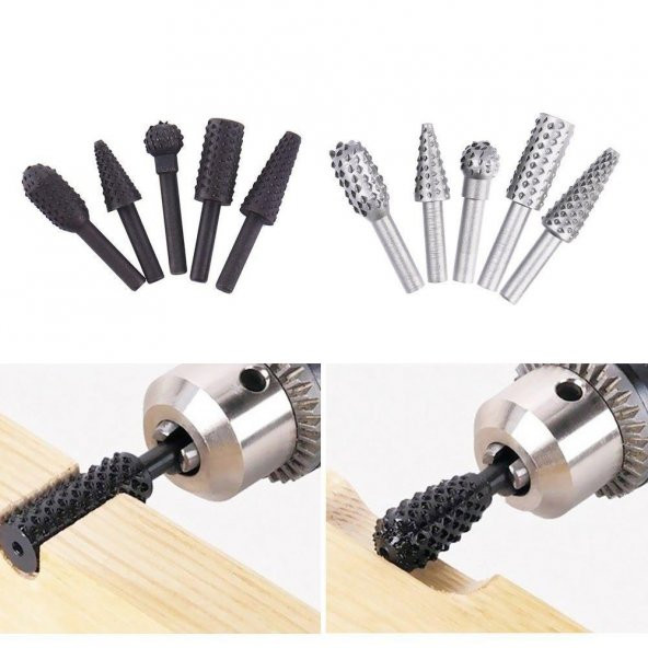 Ahşap Oyma Seti Matkap İçin 5 Li Ahşap Ve Su Kabağı Oyma Uç Takımı 6mm - 3
