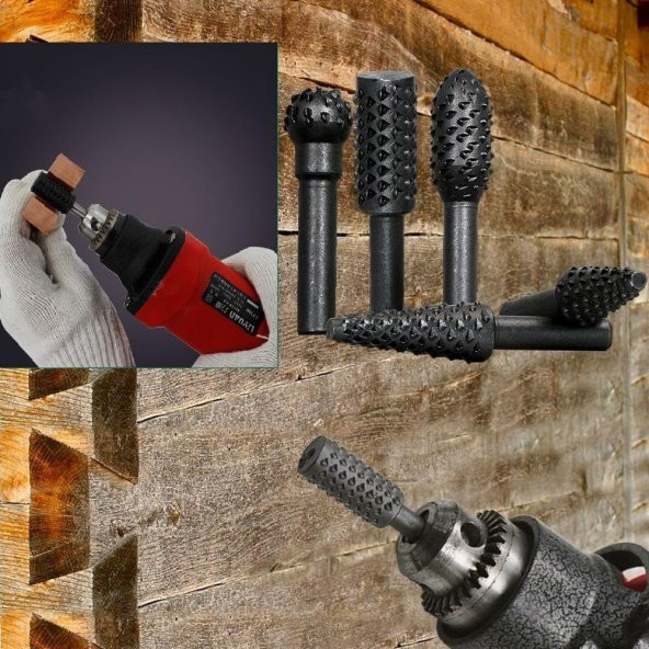 Ahşap Oyma Seti Matkap İçin 5 Li Ahşap Ve Su Kabağı Oyma Uç Takımı 6mm - 7