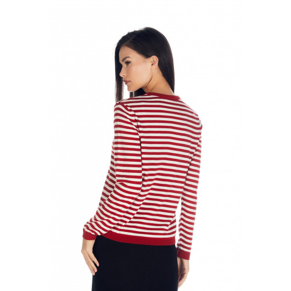 Solo Çizgili Örme Hırka A20A012-5 - 2