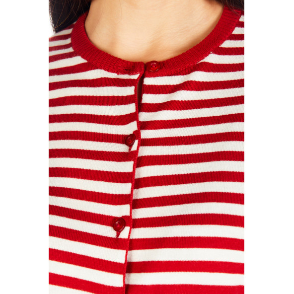 Solo Çizgili Örme Hırka A20A012-5 - 4