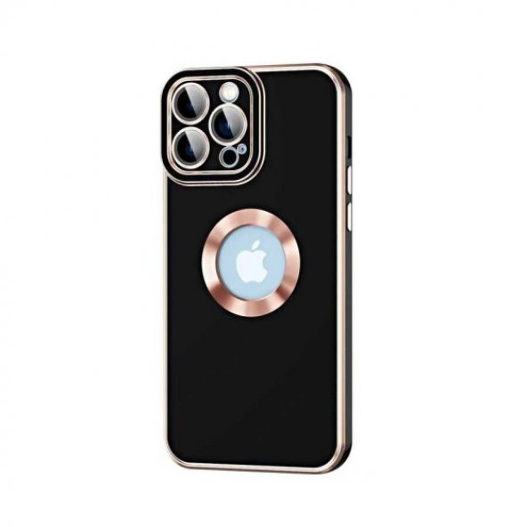 Apple iPhone 12 Pro Max Kılıf Kamera Korumalı Logo Kısmı Şeffaf Altın-Bronz-Gümüş Kapak
