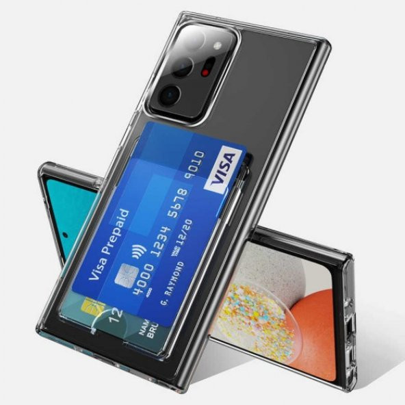 Samsung Galaxy Note 20 Ultra Kılıf Kartlıklı Şeffaf Kapak