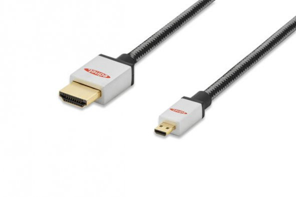 Ednet ED-84489 2 Mt micro HDMI to HDMI Premium High Speed Ethernet Zırhlı Altın Dönüştürücü Kablo
