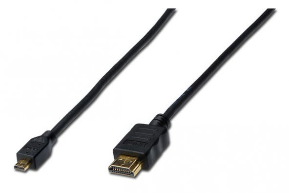 Digitus AK-330109-010-S 1 Mt micro HDMI to HDMI Erkek-Erkek v1.4 2160p 4K 3 Zırhlı Altın Uçlu Kablo