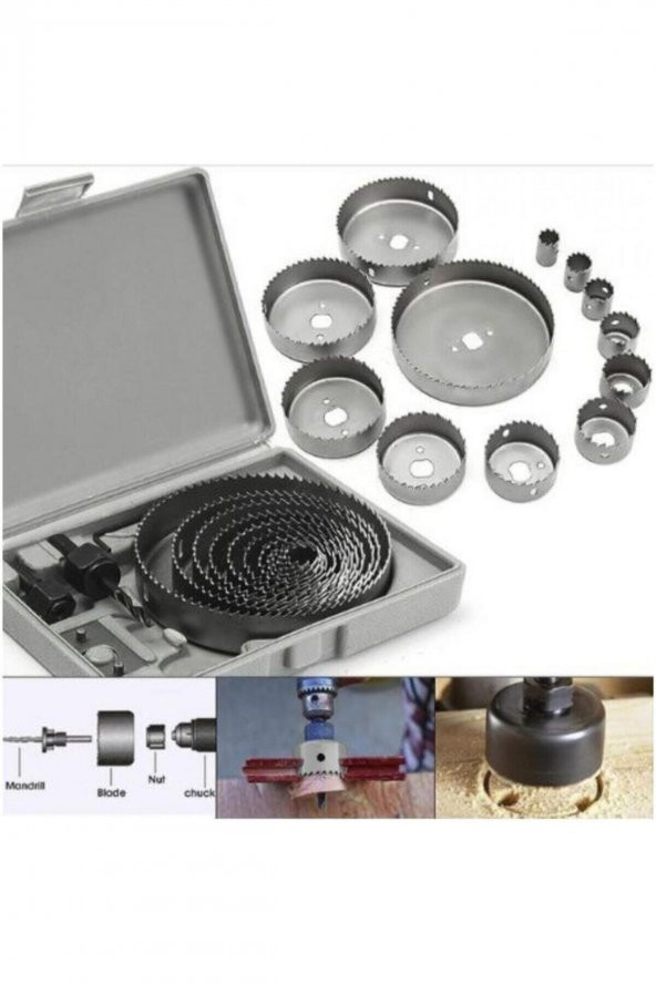 16 Parça Ahşap Buat Açma Panç Seti Takımı Ahşap Alçıpan Kartonpiyer Delme Panç Seti - 2