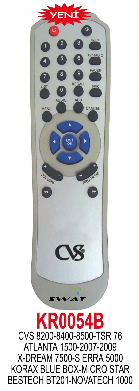 Swat ATLANTA 1500-2007 KORAX BLUE BOX TRIMAX 2000 UYDU KUMANDA KR0054B ürün görseli 1