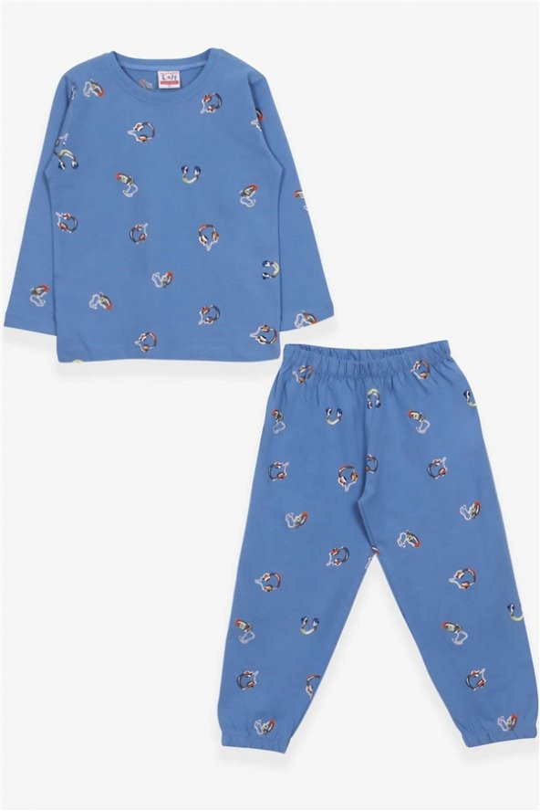 Erkek Çocuk Pijama Takımı Kulaklık Baskılı Mavi Modi (4-8 Yaş)
