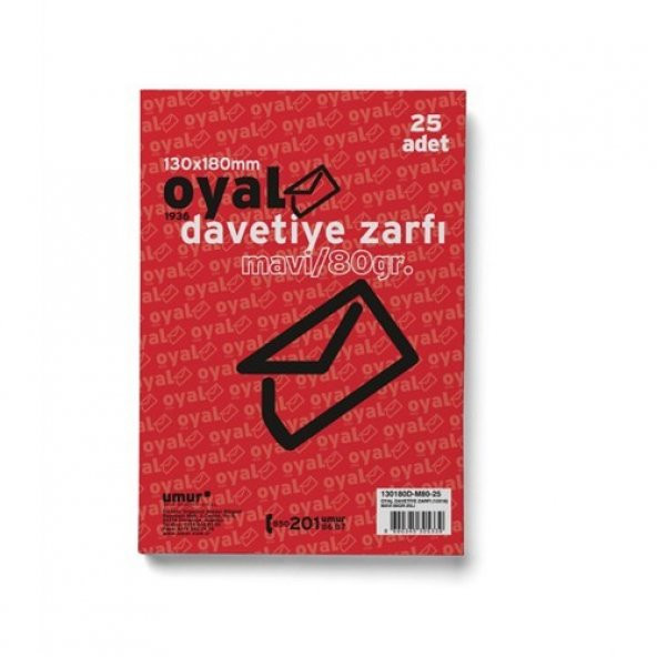 Oyal Davetiye Zarfı 13x18 Mavi 80Gr 25li