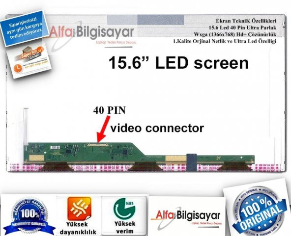 EXPER W258HP, W258HPQ, W258HU  Lcd Panel Led Ekran  15.6" Laptop Ekranı Orjınal Sıfır