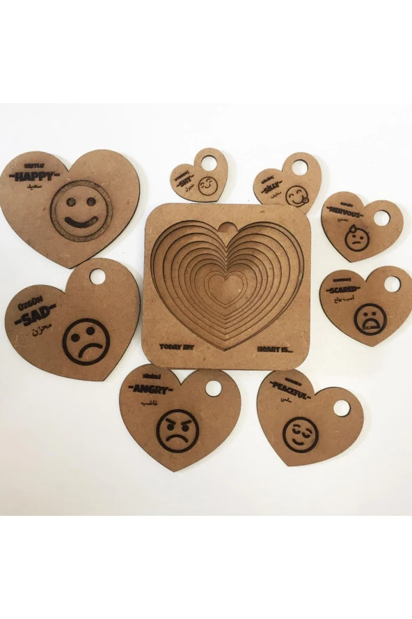 Moon Beavers Ahşap Emojiler Eğitici Öğretici Geliştirici Boyanabilir Ahşap Sağlıklı Oyuncak - 2