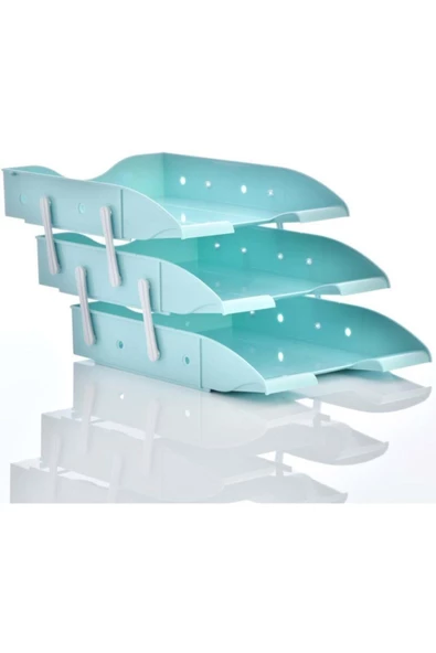 Ops Evrak Rafı Hareketli 3 Lü Pastel Mavi Evrak Rafı