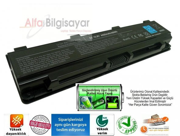 Toshiba C855-15E, C855-1QG, C855-24N Batarya Pil A+++