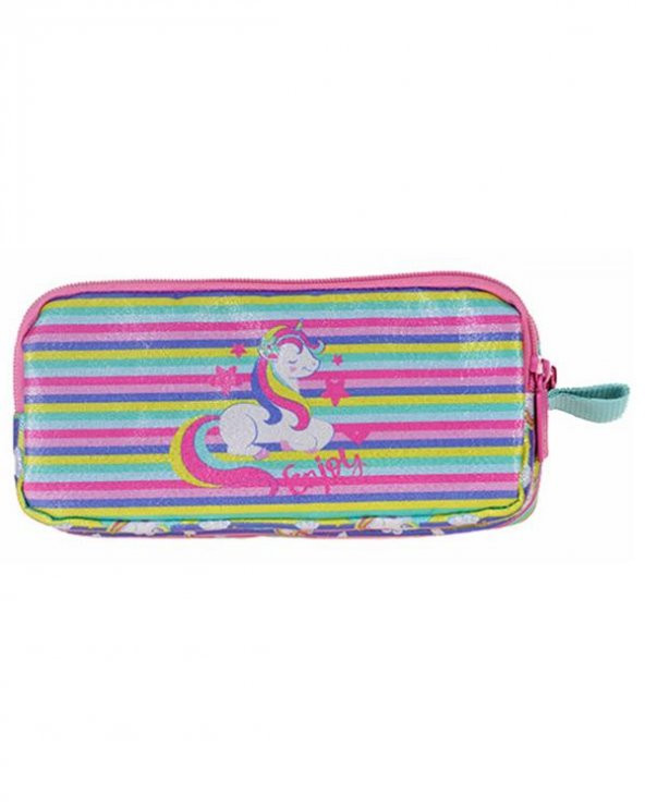 Kaukko Unicorn Kalem Çantası Aynalı Simli L8065 - 1
