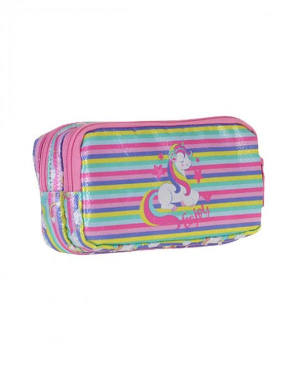 Kaukko Unicorn Kalem Çantası Aynalı Simli L8065 - 2