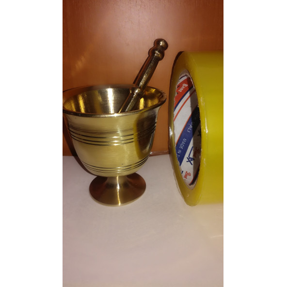 Ustası Antepte Tarihi Fantom El Yapımı Pirinç Havan NO:Yarım 8 CM - 3