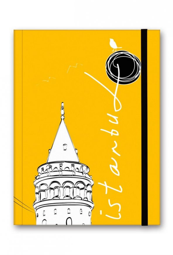 Renkli İstanbul Defter Çizgili Lastikli Galata