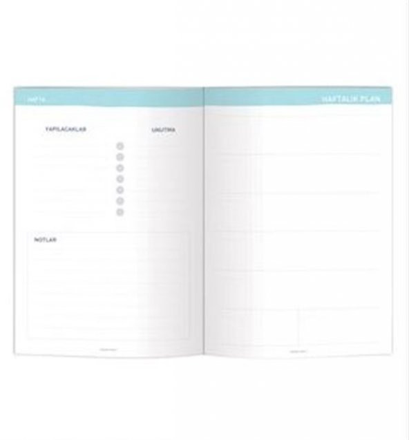 15x21 Keten Süresiz Planlayıcı Ajanda Defter Mavi - 4
