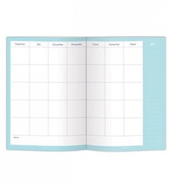 15x21 Keten Süresiz Planlayıcı Ajanda Defter Mavi - 5
