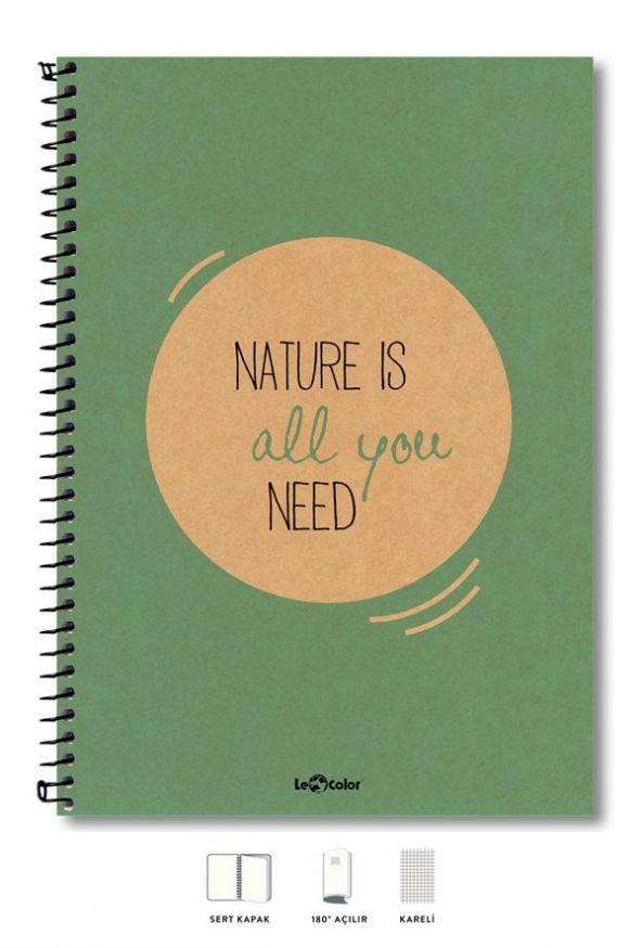 Eco Kraft Defter Kareli 200 syf Yeşil 17x24 cm
