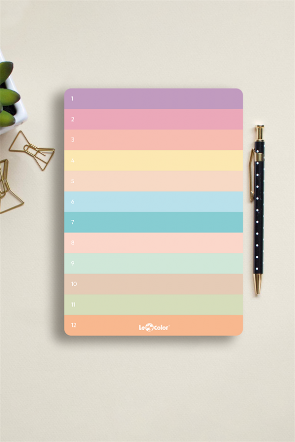 Numaralı Planlayıcı Blok Pastel