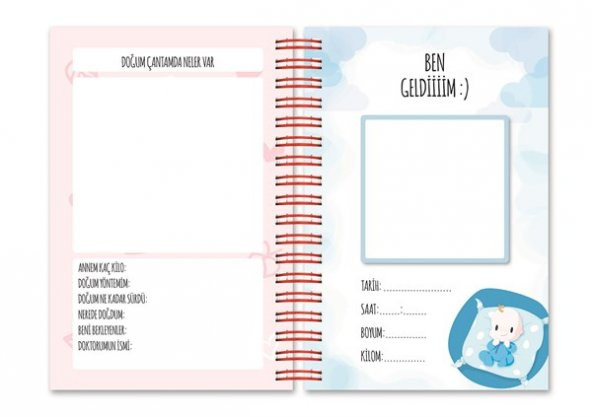 Bebek Anı Defteri ve Hamile Albümü Mavi + Sticker - 9