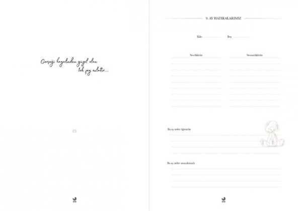 Bebek Anı Defter Albümü & Hamile Anne Günlüğü Krem + Sticker - 8
