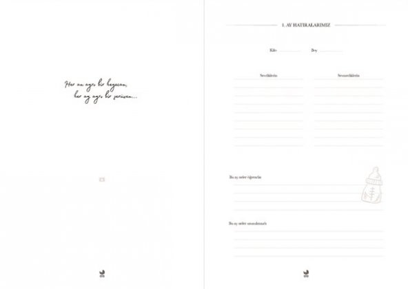 Bebek Anı Defter Albümü & Hamile Anne Günlüğü Krem + Sticker - 9