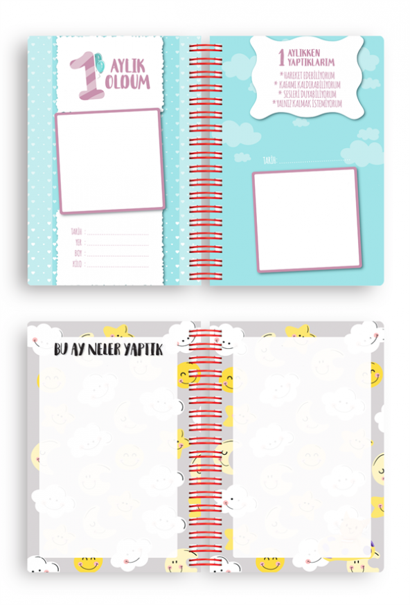 Bebek Anı Defteri ve Hamile Albümü Erkek + Sticker - 7