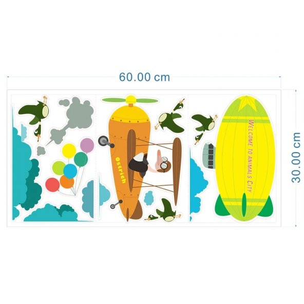 Zeplin kuşlar uçak hava balon BEBEK Çocuk kreş anaokulu Odası duvar STİCKER ÇıkartmaSI - 3