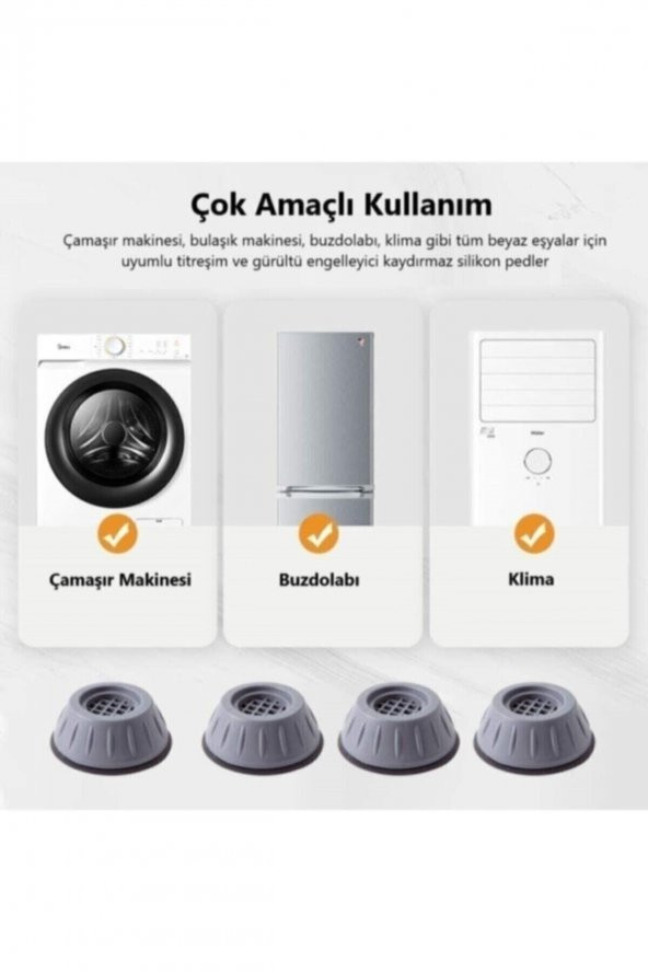 Gürültü Engelleyici Ve Kaymaz Titreşim Önleyici Kauçuk Ayak Pedleri Çamaşır Makinesi Stoper - 5