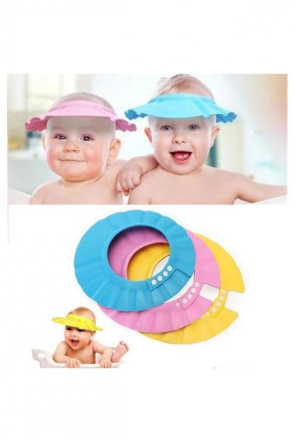 Ayarlanabilir Çıtçıtlı Çocuk Bebek Için Banyo Şapkası Yıkama Aparatı Asorti