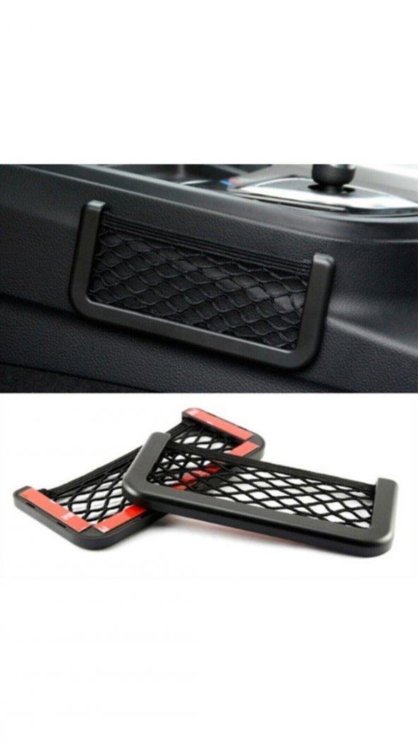 Araç İçi Pratik Göz Güçlü Yapışkanlı Fileli Ceplik Sağlam Telefon Kalem Kart Şarj Aleti Tutucu