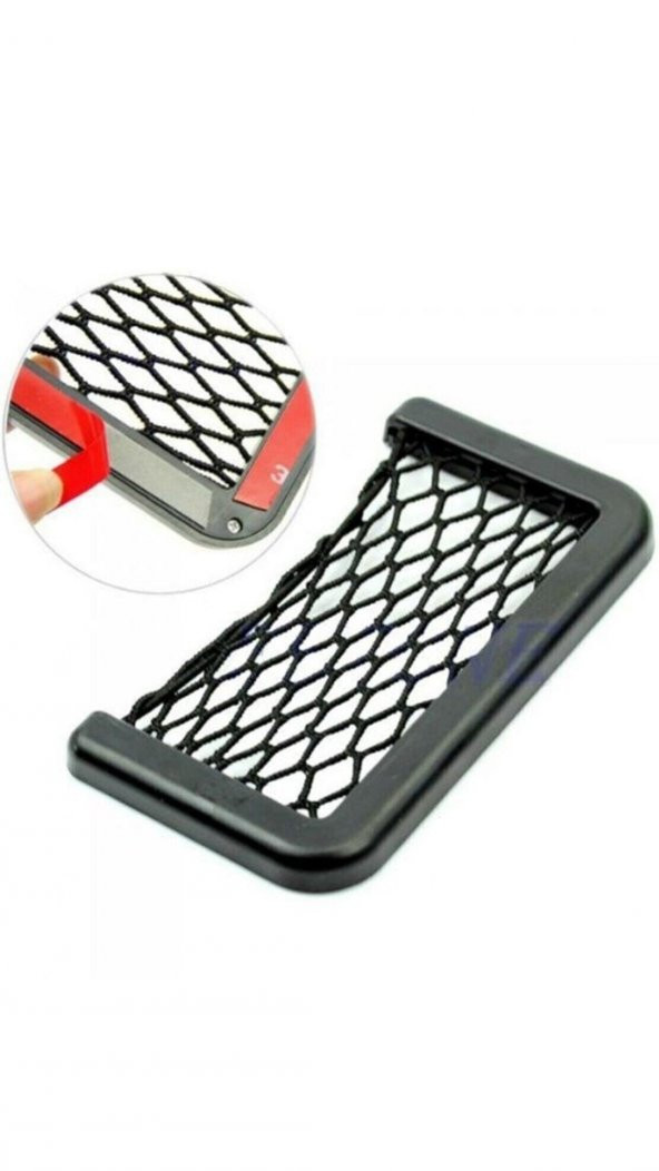 Araç İçi Pratik Göz Güçlü Yapışkanlı Fileli Ceplik Sağlam Telefon Kalem Kart Şarj Aleti Tutucu - 2