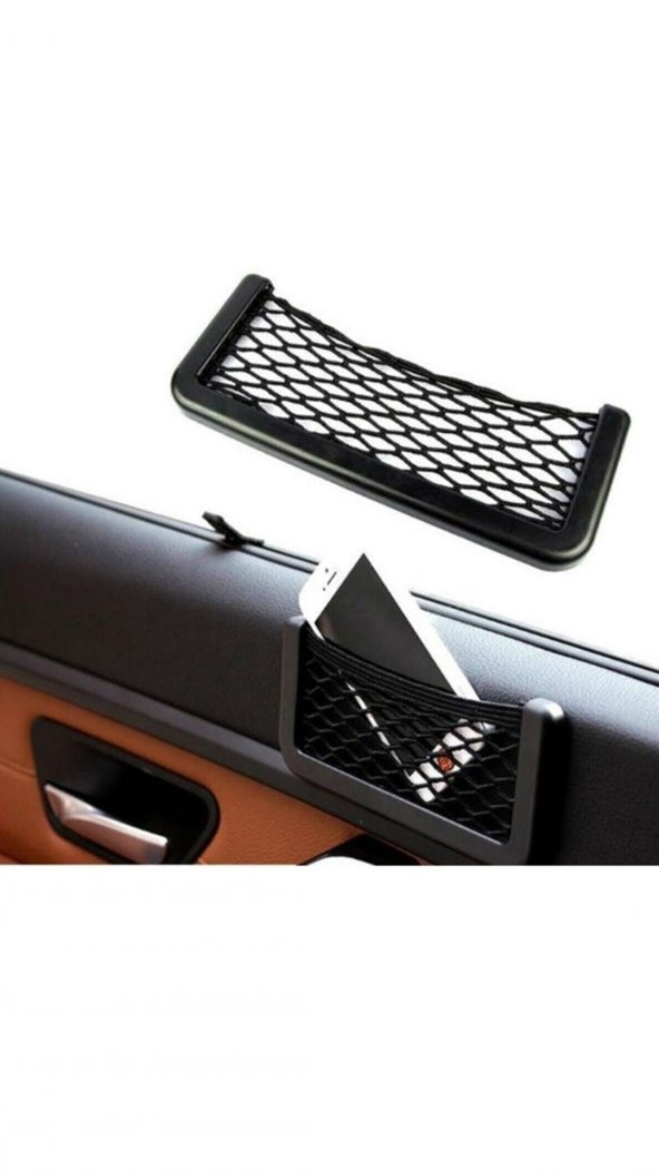 Araç İçi Pratik Göz Güçlü Yapışkanlı Fileli Ceplik Sağlam Telefon Kalem Kart Şarj Aleti Tutucu - 3