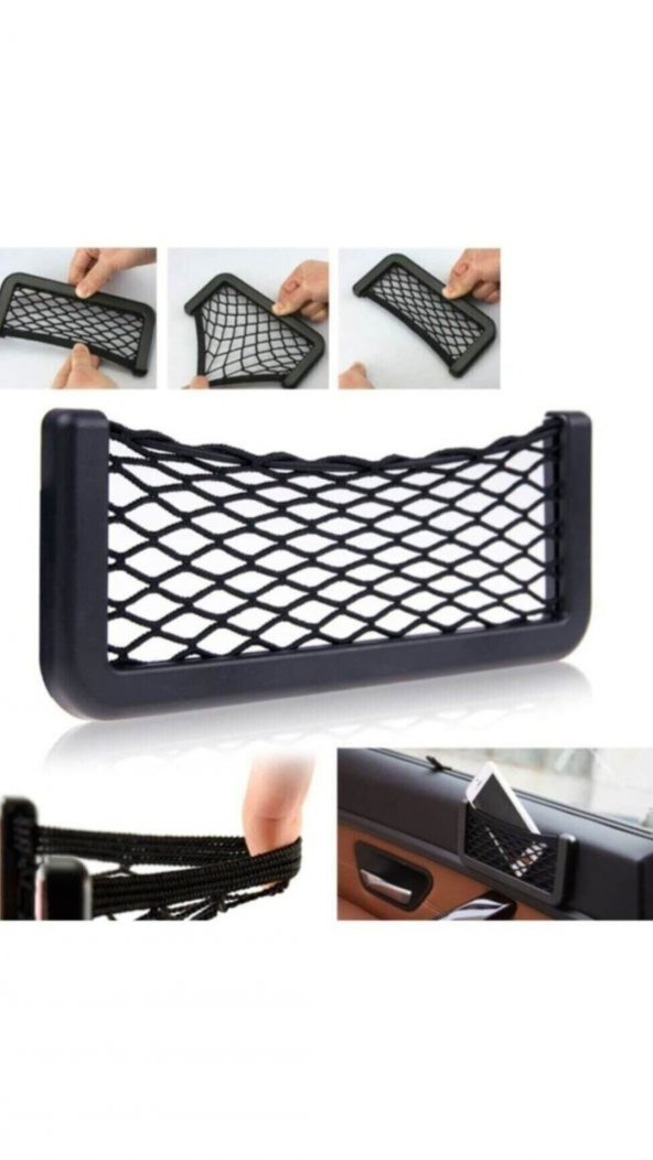 Araç İçi Pratik Göz Güçlü Yapışkanlı Fileli Ceplik Sağlam Telefon Kalem Kart Şarj Aleti Tutucu - 4