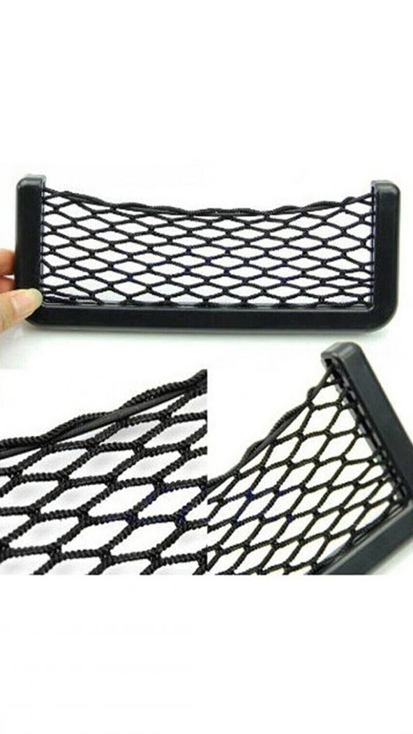 Araç İçi Pratik Göz Güçlü Yapışkanlı Fileli Ceplik Sağlam Telefon Kalem Kart Şarj Aleti Tutucu - 6