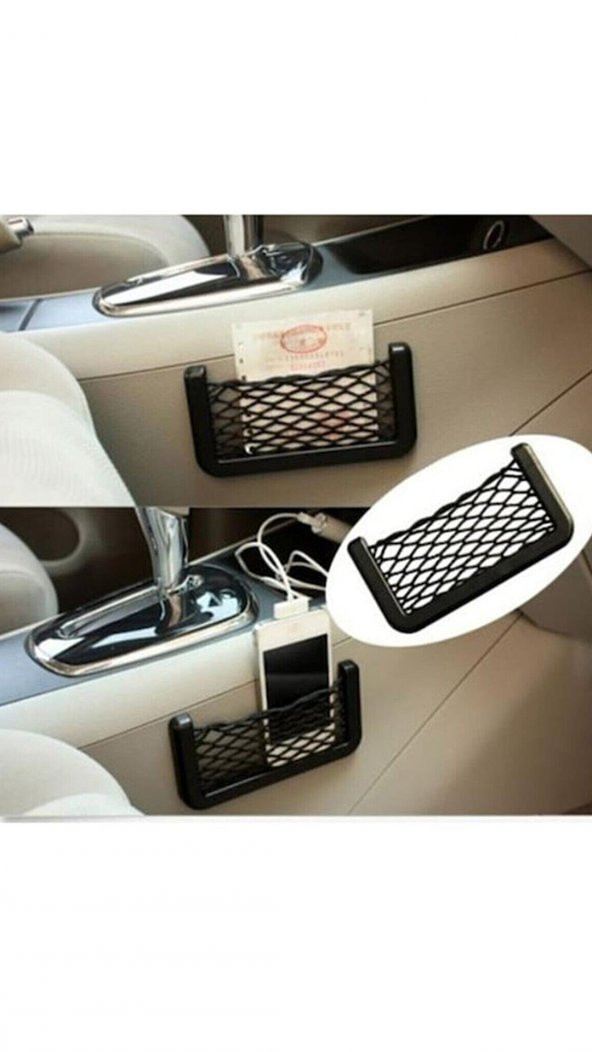 Araç İçi Pratik Göz Güçlü Yapışkanlı Fileli Ceplik Sağlam Telefon Kalem Kart Şarj Aleti Tutucu - 7