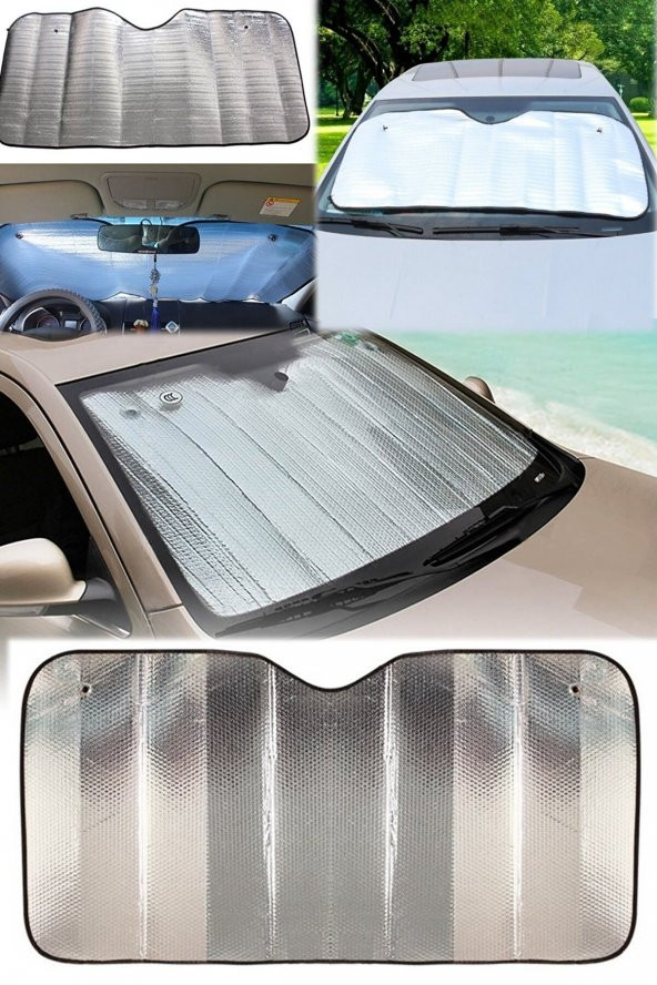 Ön Cam Oto Branda & Güneşlik Perde Jip Otomobil Uyumlu 130x60 Cm Alüminyum Sıcaklık Engelleyici - Resim 2