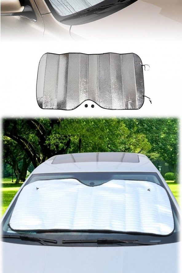 Ön Cam Oto Branda & Güneşlik Perde Jip Otomobil Uyumlu 130x60 Cm Alüminyum Sıcaklık Engelleyici - Resim 4