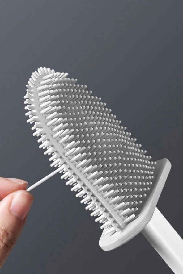 Hijyenik Akıllı Silikon Tuvalet Fırçası Banyo Lavabo Klozet Temizleme Aparatı Asılabilir Standlı Pro - 4