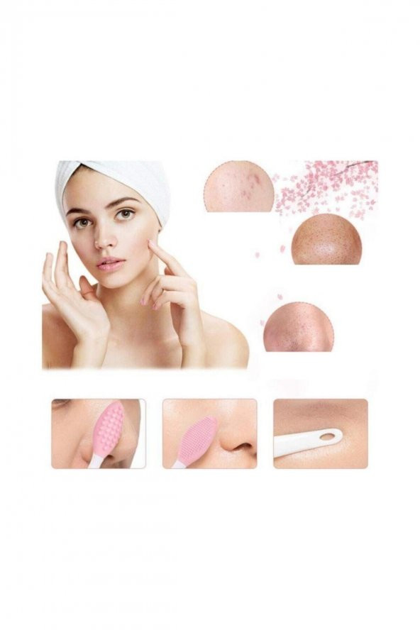 Dudak Fırçası Peeling Etkili Gözenek Siyah Nokta Temizleyici Akne Giderici Çift Yönlü Fırça - 4