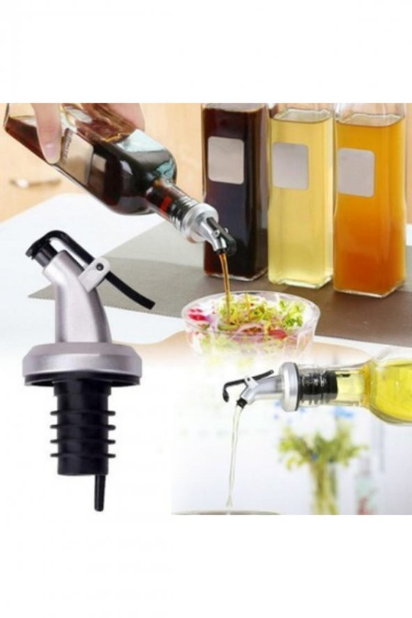 3lü Kapaklı Şişe Aparatı Şişe Ucu Servis Aparatı Damlalık Yağdanlık Tıpa Mantar - 4