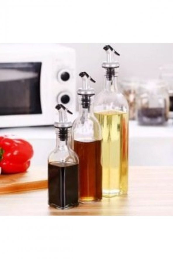 3lü Kapaklı Şişe Aparatı Şişe Ucu Servis Aparatı Damlalık Yağdanlık Tıpa Mantar - 7